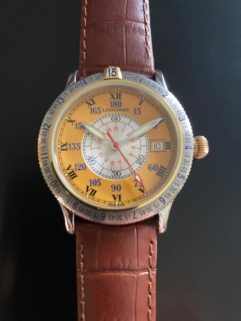 Longines Lindbergh Hour Angle – Mustard Dial – L2.617.5.01.2
